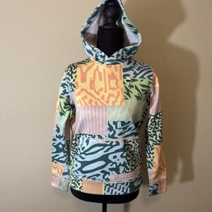 BURTON Oak Pullover Hoodie Kids Green Orange Fleece Lined Sweatshirt Unisex Sz M